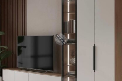 Распашной Шкаф Ария80 (с витриной и элементом гостиной)