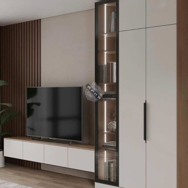 Распашной Шкаф Ария80 (с витриной и элементом гостиной)