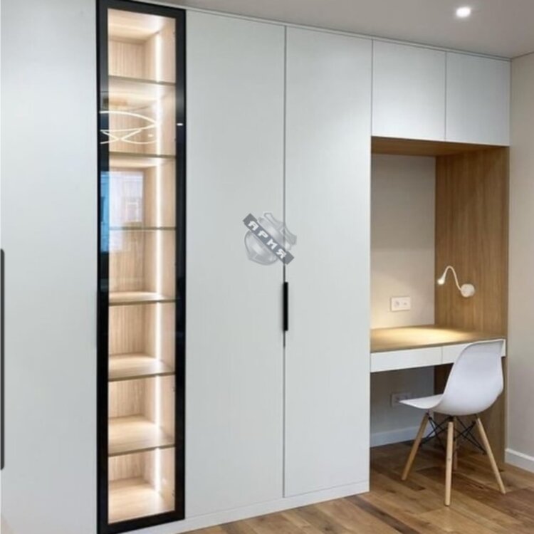 Распашной Шкаф Ария81 (с витриной и рабочей зоной)